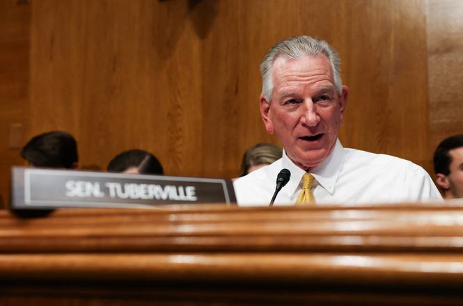 Sen. Tommy Tuberville of Alabama attends a Senate hearing in Washington, D.C., on Feb. 25, 2026.