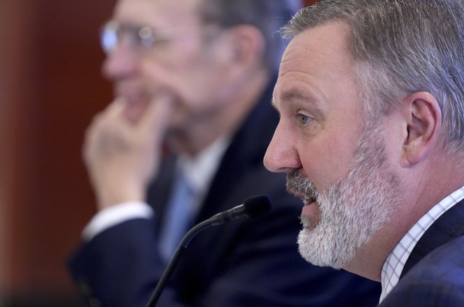 Mississippi Today was dropped from the media list for Jason White, at right, speaker for the state’s House of Representatives, in April 2025 after it reported on the legislator’s Super Bowl trip paid for, at least in part, by an online gambling company.