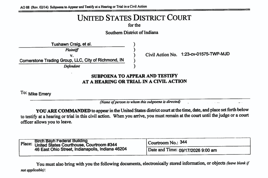 SCREENSHOT VIA U.S. DISTRICT COURT, SOUTHERN DISTRICT OF INDIANA