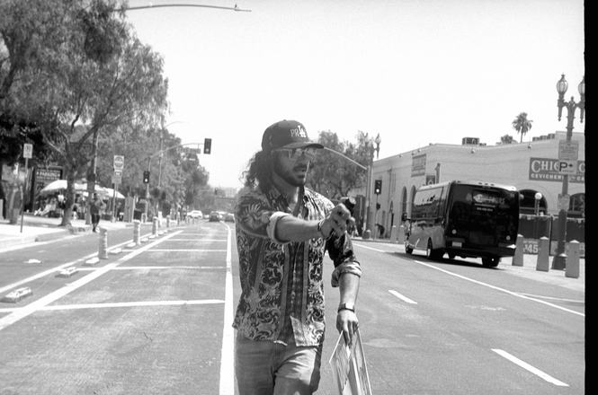 A far-right activist pepper-sprays people at a political protest in Los Angeles, California, on July 10, 2026.