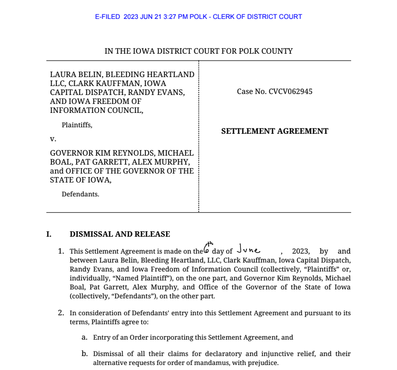 Iowa media outlets, nonprofit settle open records suit with governor’s ...