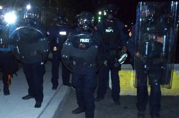 New Jersey State Police at a protest outside an immigration detention center in Newark, New Jersey, on May 29, 2026.