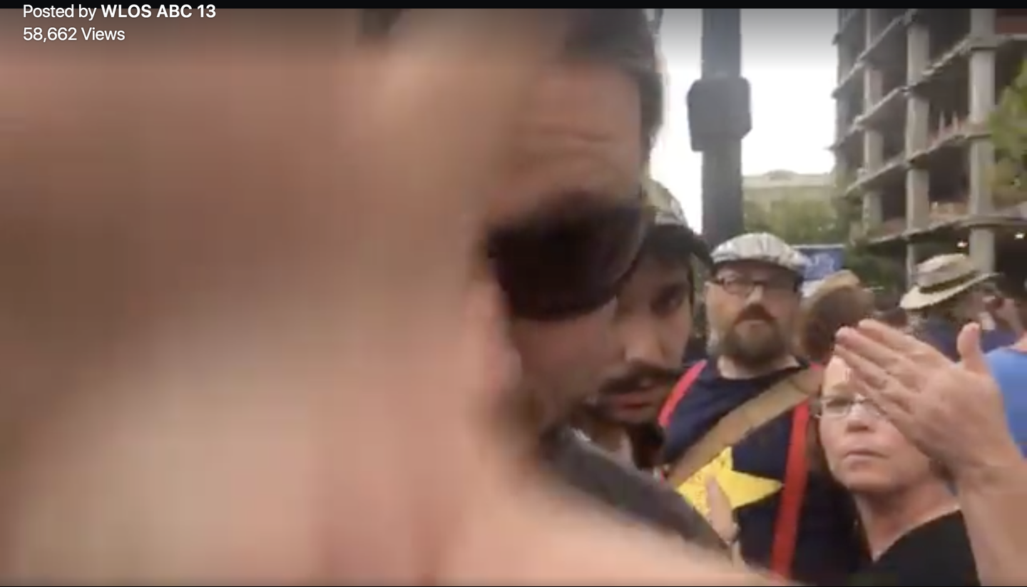 Screen shot from WLOS live-stream of demonstration