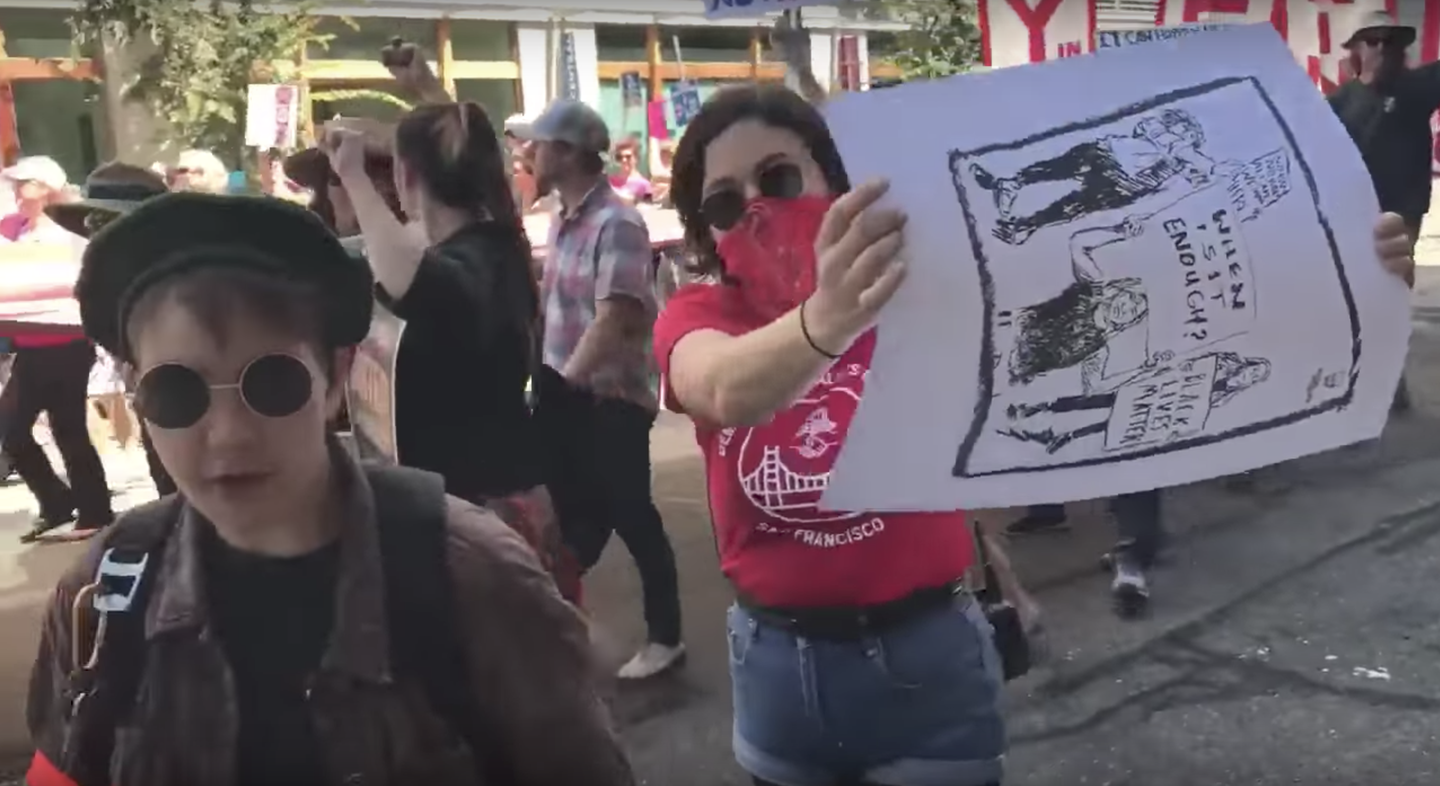 Screengrab from KTVU video of Leigh Martinez assault