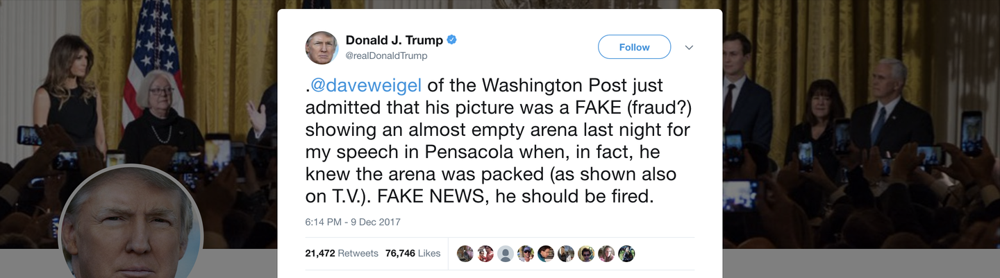 Trump tweet about Dave Weigel