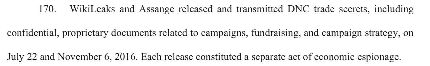 DNC lawsuit against Wikileaks
