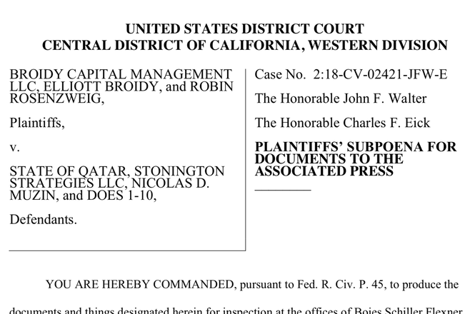 Broidy subpoena to AP