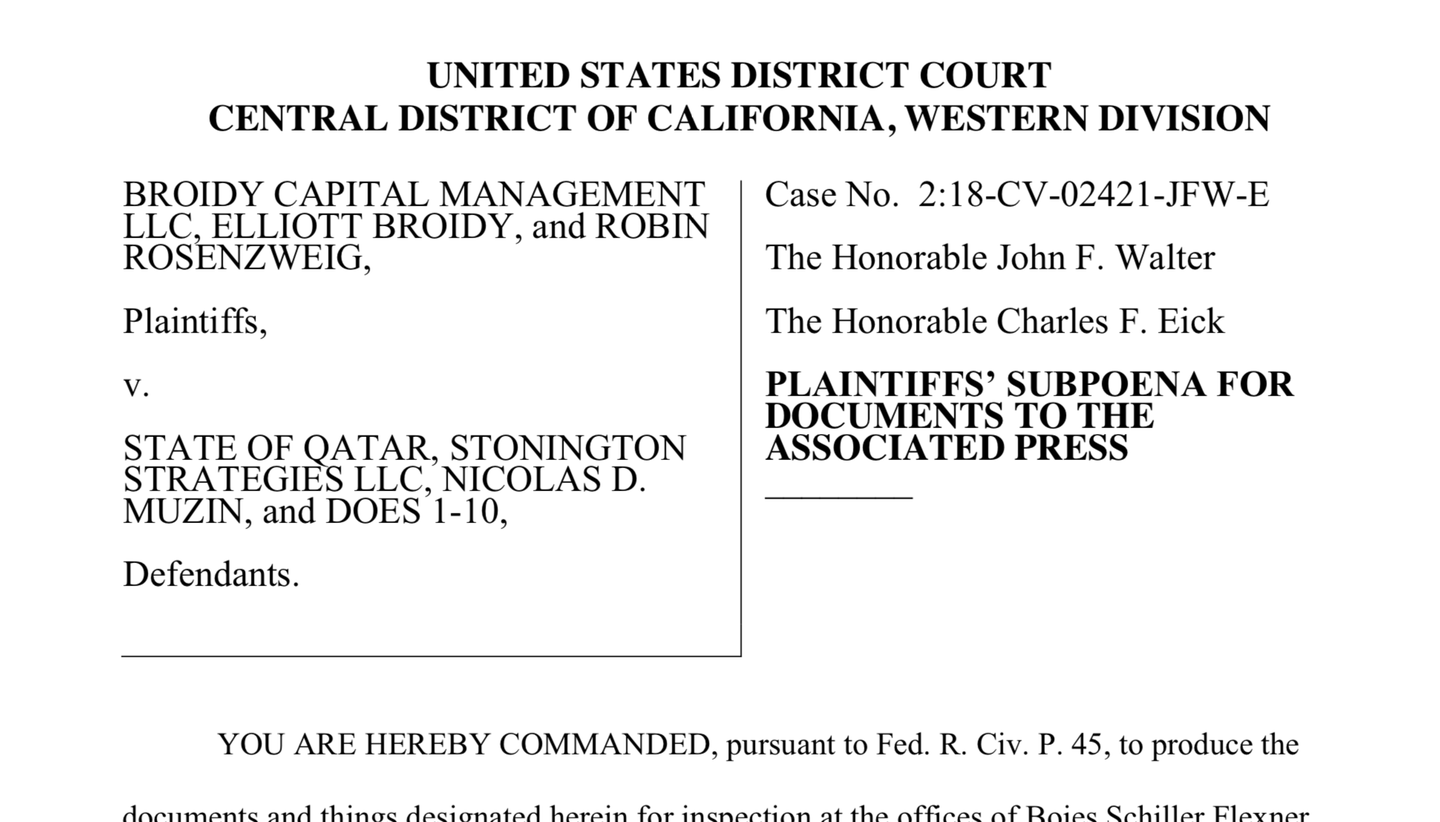 Broidy subpoena to AP
