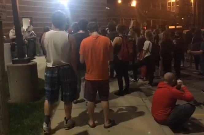 While livestreaming a protest in Waterloo, Iowa, Waterloo-Cedar Falls Courier staff writer Jeff Reinitz was harassed and assaulted multiple times. (COURTESY WATERLOO-CEDAR FALLS COURIER/JEFF REINITZ) Reinitz_assaault_0602_IA.png