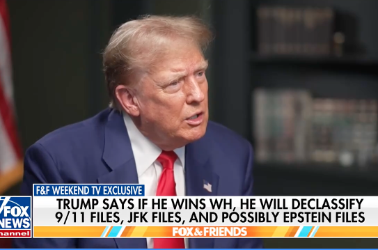 A screenshot from a Fox & Friends Weekend interview with Donald Trump in 2024. A top Democrat in the House Oversight Committee accused the network in July 2025 of deceptively editing the interview.