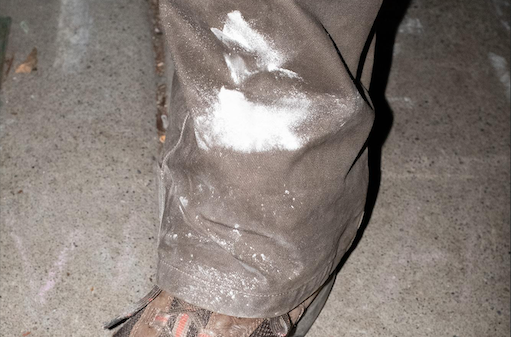 The residue left on photographer John Rudoff’s pants after he was hit with a crowd-control munition while covering an immigration protest in Portland, Oregon, in October 2025.