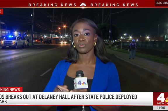 WNBC’s Checkey Beckford reports from an immigration protest in Newark, New Jersey, on May 29, 2026