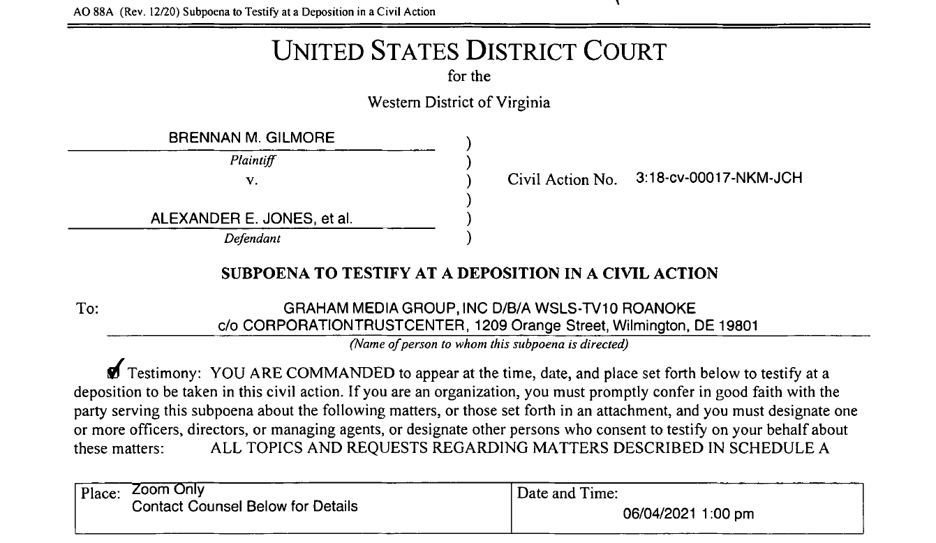 WSLS Subpoena