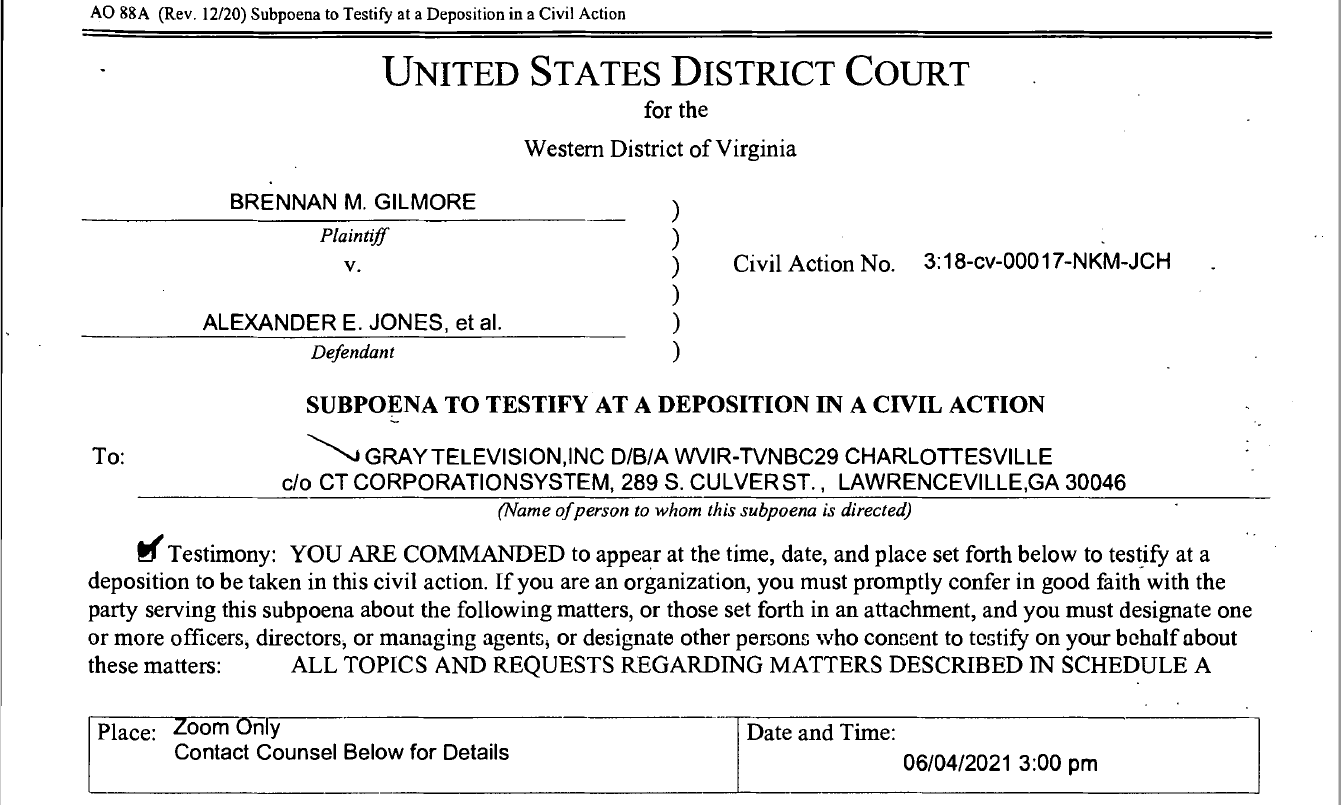 WVIR Subpoena